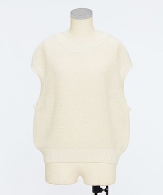 TOQUE 〈大草直子さんアドバイザー〉ベビーアルパカ×シルクハニカムニットフレンチトップス オフ