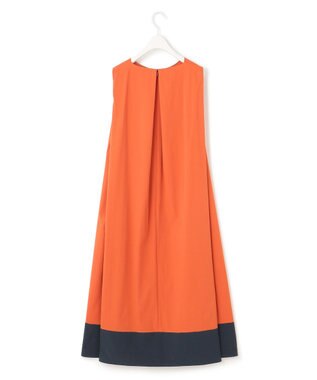 ICB L 【洗える】RENUソフトタイプライター ノースリーブワンピース テラコッタ×ネイビー系