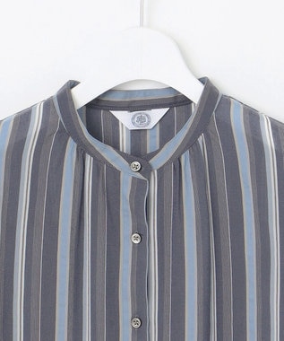 J.PRESS LADIES L 【洗える】ランダムストライプ ブラウス ネイビーストライプ系