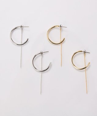 Phoebe 【金属アレルギー対応】2wayウェーブラインフープピアス　シルバー/ニッケルフリー シルバー