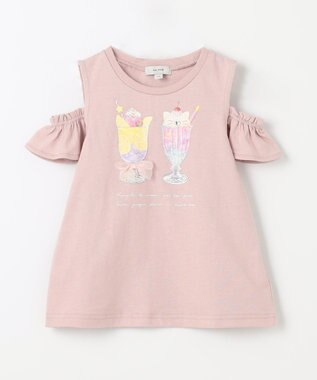 ANY KIDS オンオフショルダーパフェTシャツ ピンク系
