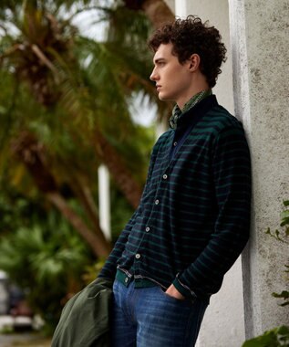 JOSEPH ABBOUD 【洗える】フランドルリネンボーダーカーディガン