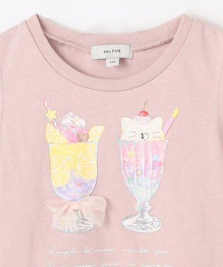 ANY KIDS オンオフショルダーパフェTシャツ ピンク系