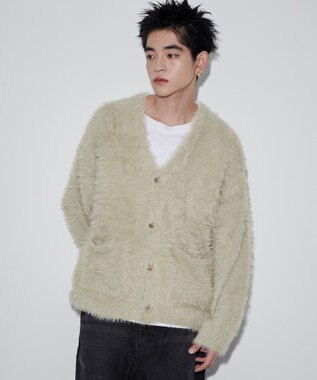 WEGO 【ユニセックス着用ITEM】フェザーカーディガン オフホワイト