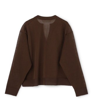 UNFILO シアーフォルムニット キーネックカーディガン ブラウン