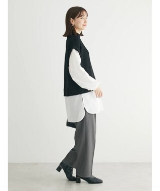 Green Parks ニットソードッキングチュニック Black