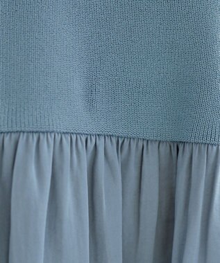 Tiaclasse L ヴィンテージサテンドッキングニットチュニック ブルー