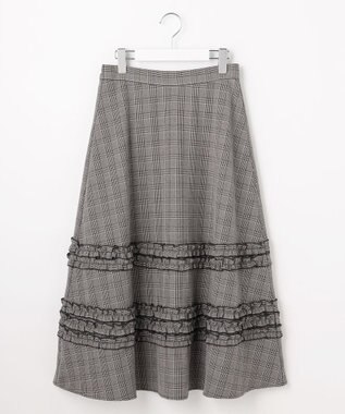 Feroux フレアギャザーチェック スカート ホワイト系2
