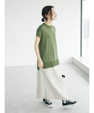 CRAFT STANDARD BOUTIQUE ＵＶカット接触冷感半袖ニットチュニック Khaki