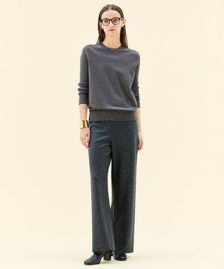 BEIGE， 【WEB限定・洗える】WILLOW / ストレッチクルーネックリブニット Warm Gray