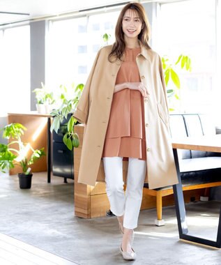 Tiaclasse 【洗える】レイヤードヘムシャツチュニック オレンジ