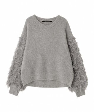 YECCA VECCA ラメフェザー袖フリンジニット Charcoal Gray