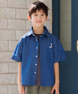 J.PRESS KIDS 【100-130cm】4.5オンス TC デニム 半袖シャツ ネイビー系