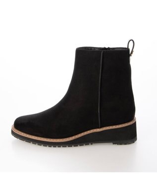 MODE ET JACOMO <carino>【レイン・スノー対応】ウエッジヒールショートブーツ ブラックスエード