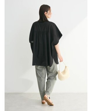 Green Parks 綿麻混ポンチョ風シャツ Black