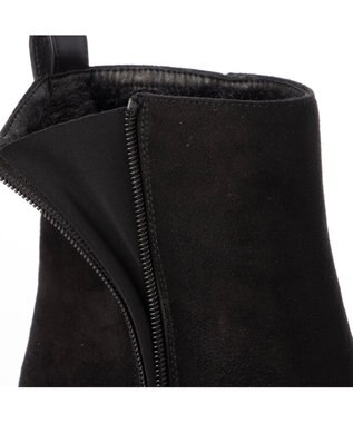 MODE ET JACOMO <carino>【レイン・スノー対応】ウエッジヒールショートブーツ ブラックスエード