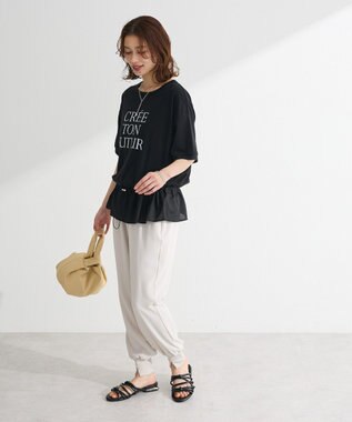 Green Parks ウエストドロストドッキングロゴプルオーバー Gray Mixture