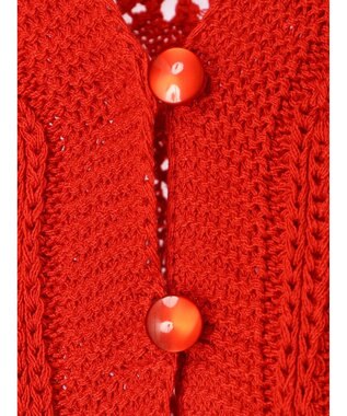 Green Parks 格子柄編みニットカーディガン Red