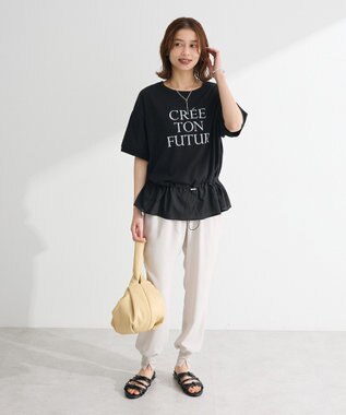 Green Parks ウエストドロストドッキングロゴプルオーバー Gray Mixture