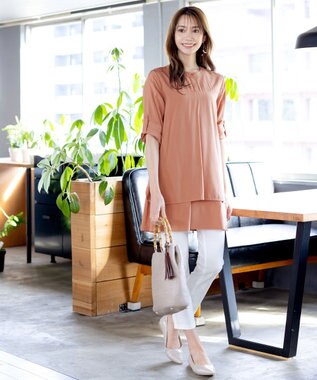 Tiaclasse 【洗える】レイヤードヘムシャツチュニック オレンジ