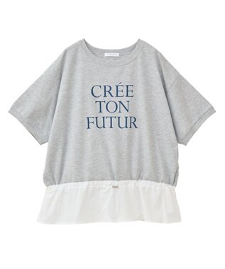 Green Parks ウエストドロストドッキングロゴプルオーバー Gray Mixture