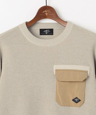 JOSEPH ABBOUD MOUNTAIN 【イージーケア/速乾性/軽量糸使用】 クルーネックコンビ プルオーバー ニット アイボリー系