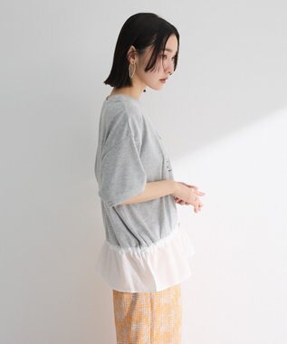 Green Parks ウエストドロストドッキングロゴプルオーバー Gray Mixture