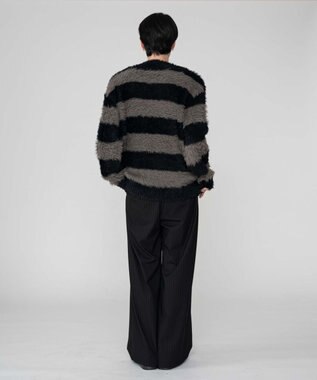 WEGO 【2025秋冬新作/ユニセックス着用ITEM/MLサイズ展開】フェザーニットプルオーバー ブラックボーダー