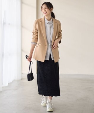 ANY オーバーサイズシャツ ベージュストライプ