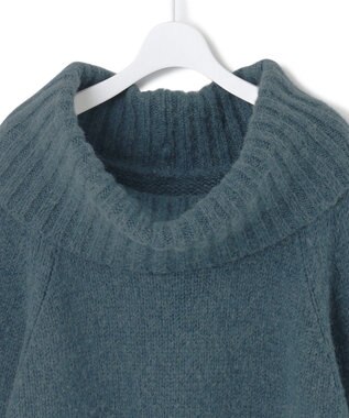 23区 S 【洗える】エアリーベビーアルパカ ボリュームカラー ニット グリーン系