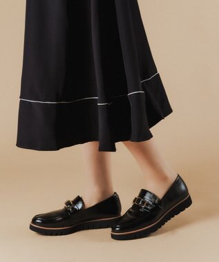 Dominic3 スニーカーソール バックルレザーローファー ブラックエナメル