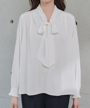 Tiaclasse 【ブラウス&ベスト&パンツ3点セット】リボンタイブラウス＋ベスト付き 3点セットアップ ネイビー