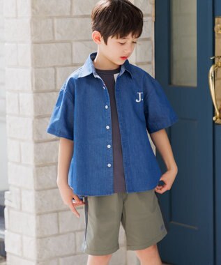 J.PRESS KIDS 【100-130cm】4.5オンス TC デニム 半袖シャツ ネイビー系