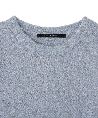 YECCA VECCA ラメフェザー袖フリンジニット Blue