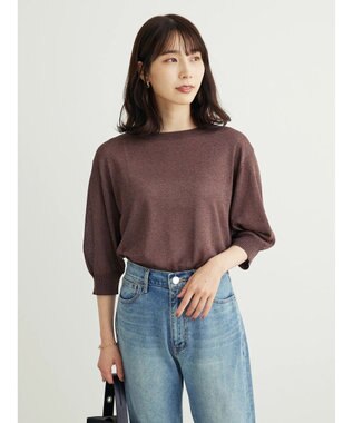 Green Parks ・ＥＬＥＮＣＡＲＥ　ＤＵＥバックパールシアー５分ニット Bordeaux