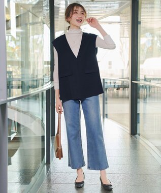 Tiaclasse 【ブラウス&ベスト&パンツ3点セット】リボンタイブラウス＋ベスト付き 3点セットアップ ネイビー