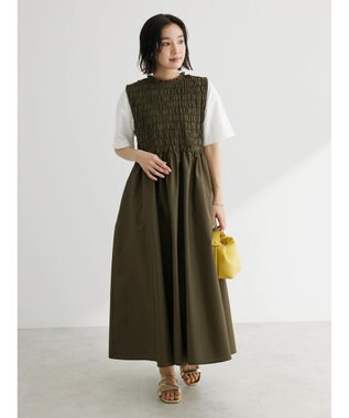 Green Parks ・Ｄｏｕｂｌｅ　Ｆｌａｇｓ　シャーリングノースリワンピ Khaki