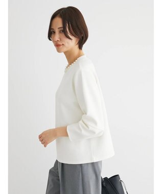 Green Parks パール付ポンチカットプルオーバー Off White
