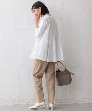 23区 S 【ご好評につき新色追加】ナチュラルコットンベアコンビ ペプラム カットソー ホワイト系