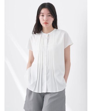 earth music&ecology タックデザインブラウス Off White