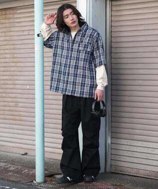 WEGO 【ユニセックス着用ITEM】アンサンブルチェックシャツ（LS） ブルーチェック1