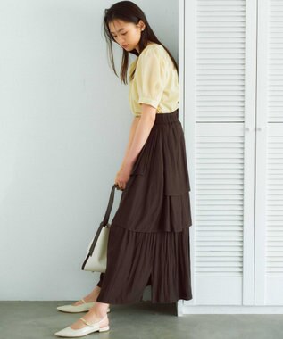 組曲 L ソフトローンパフスリーブ ブラウス カスタード系