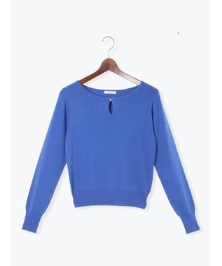 Te chichi スクエアチャームキーネックプルオーバー ブルー