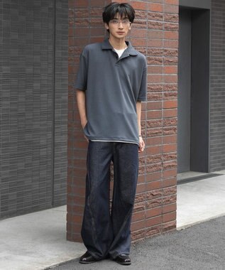 WEGO 【ユニセックス着用ITEM】フェイクレイヤードニットポロシャツ（SS） ブルー