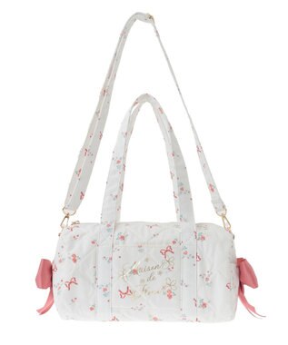 Maison de FLEUR フラワーリボンプリント2Wayボストンバッグ Red