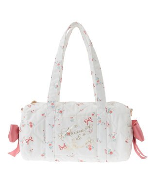 Maison de FLEUR フラワーリボンプリント2Wayボストンバッグ Red