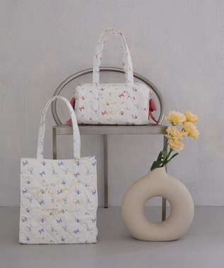 Maison de FLEUR フラワーリボンプリント2Wayボストンバッグ Red