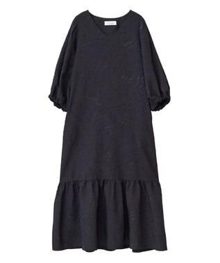 Green Parks ■ＥＳＣＡＲ　エンボスＶネックワンピース Black