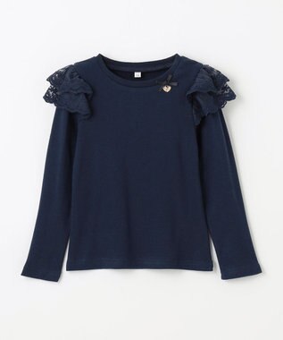 ANY KIDS 袖 レース ガーリー Ｔシャツ ネイビー