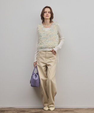 GRACE CONTINENTAL フリンジチュールベスト キナリ